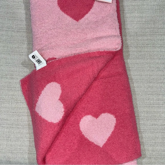 Valentines Pink Hearts Bella Lux Reversible Decorative Throw Blanket - Picture 3 of 7